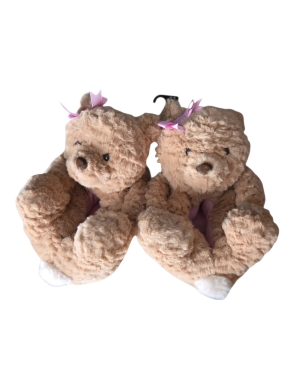 Wonder Nation Plush Cute Teddy Bear Slippers in Brown, Size. 11-12 Toddler Girl.